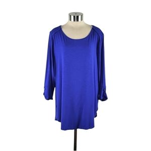 Chico's Zenergy Envelope Hem Tunic Top 3/4 Sleeves Chicos 0/Women's Size S Blue